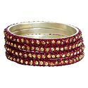 Four Red with Golden Stone Studded Bangles