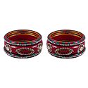 Set of 2 Stone Studded Maroon Lac Bangles