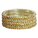Four Golden with White Stone Studded Bangles