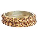 Pair of Golden and Red Stone Studded Bangles