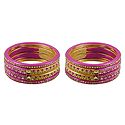 Set of 2 Stone Studded Pink Lac Bangles