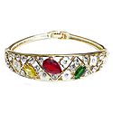 Red, Green and White Stone Studded Cuff Bracelet