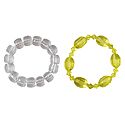 Set of 2 White and Yellow Acrylic Beaded Stretch Bracelet