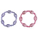 Set of 2 Mauve and Pink Acrylic Beaded Stretch Bracelet