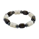White and Dark Brown Beaded Stretch Bracelet