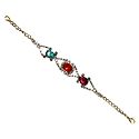 Green and Red Stone Studded Metal Bracelet