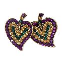 Purple and Yellow Stone Studded Metal Leaf Brooch