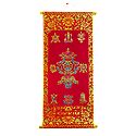 Buddhist Symbols - Rubberized Paint on Velvet Cloth - Wall Hanging