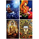 Lord Buddha and Amprapali Finds Peace in Buddha - Set of 4 Posters