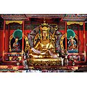 Guru Padmasambhava with Other 2 Deities in Dichen Choling Gompa - South Sikkim, India
