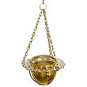 Metal Golden Bowl with White Crystal Hanging Candle Holder