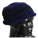 Ladies Hand Knitted Black and Blue Woolen Beanie Cap