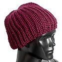 Ladies Hand Knitted Maroon Woolen Beanie Cap
