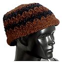 Ladies Hand Knitted Black and Brown Woolen Beanie Cap