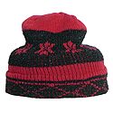Red Design on Black Woolen Gents Beanie Cap