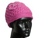 Ladies Hand Knitted Dark Pink Woolen Beanie Cap
