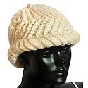 Ladies Hand Knitted Cream Woolen Beanie Cap