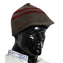 Brown With Maroon Woolen Baseball Cap