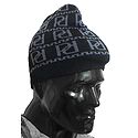 Grey Design on Black Woolen Gents Beanie Cap