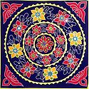 Appliqued and Embroidered Flowers on Blue Velvet Cloth - (Wall Hanging)