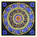 Blue Appliqued Elephants on Black Cotton Cloth - Wall Hanging