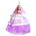 Mauve Net Dressed Acrylic Hanging Wedding Doll