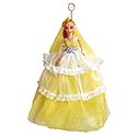 Light Yellow Net Dressed Acrylic Hanging Wedding Doll