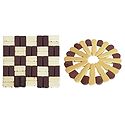 Brown and Off-White Bamboo Coasters - Set of 2 