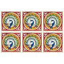 Set of 6 Wood Coasters with Colorful Foil Paper