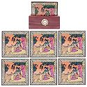 Set of 6 Gemstone Ragini Painting Coasters with Holder