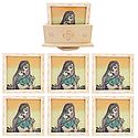 Set of 6 Gemstone Princess Painting Coasters with Revolving Holder
