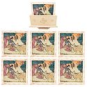 Set of 6 Gemstone Ragini Painting Coasters with Revolving Holder