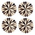 Brown with Off-White Round Wooden Coasters - Set of 4