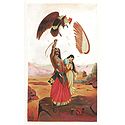 Jatayu Vadh - Raja Ravi Varma Multicolor Painting on Canvas