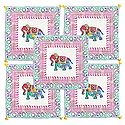 Set of 5 Elephant Print Cotton Cushion Covers