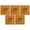 Set of 5 Elephant Print Cotton Cushion Covers