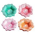 Set of 4 Colored Flower Design Oil Lamp