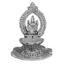 White Metal Oil Lamp with Lakshmi