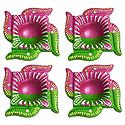 Set of 4 Hand Painted Terracotta Swastik (Auspicious Hindu Symbol) Diya