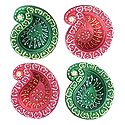 Set of 4 Hand Painted Terracotta Ghee or Oil Lamp