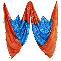 Cyan Blue with Saffron Bandhni Cotton Chunni