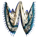 Off-White Bhagalpuri Silk Chunni with Peacock Design