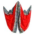 Red Dupatta with Printed White Border