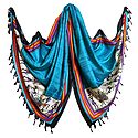 Tribal Design on Cyan Bhagalpuri Silk Dupatta