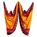 Art Silk Yellow with Red Bandhej Chunni with Zari Border