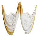 Embroidered White with Yellow Synthetic Dupatta