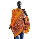 Printed Yellow Cotton Chunni with Embroidery