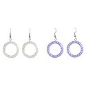 Set of 2 Pairs White and Mauve Hoop Earrings