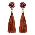 Brown Silk Thread Earrings