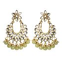 White Cut Glass with Bead Chandeliar Earrings